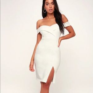 Classic Glam White Off-the-Shoulder Bodycon Dress